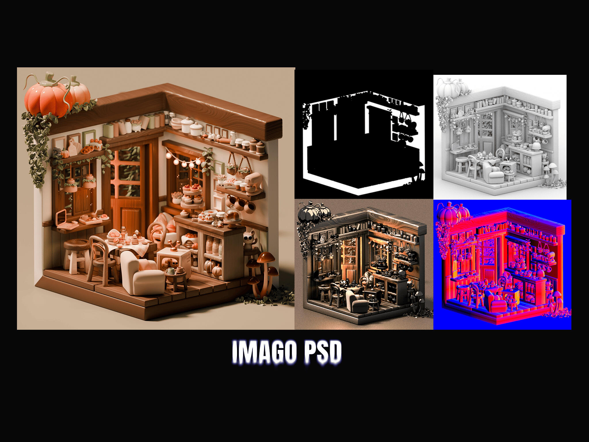 Muestra Render in Blender. Perfect in Photoshop. With Imago PSD, your post-production just got a lot smoother.